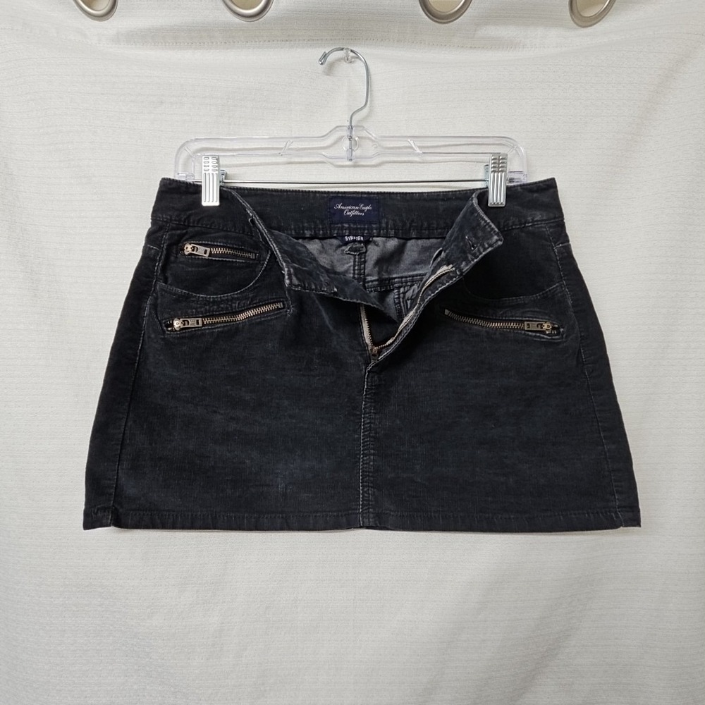 American Eagle Corduroy Low Rise Micro Mini Skirt Retro Y2K Size 8 Gray Festival - Picture 4 of 9